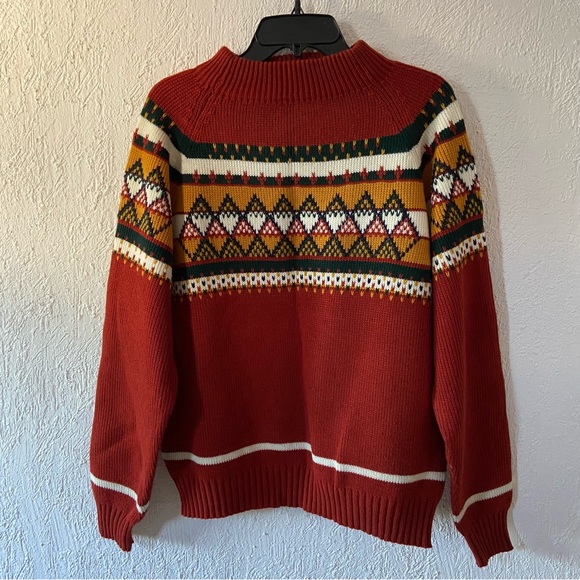 jcpenney Sweaters Vintage Nordic Knit Sweater Pullover Mock Neck